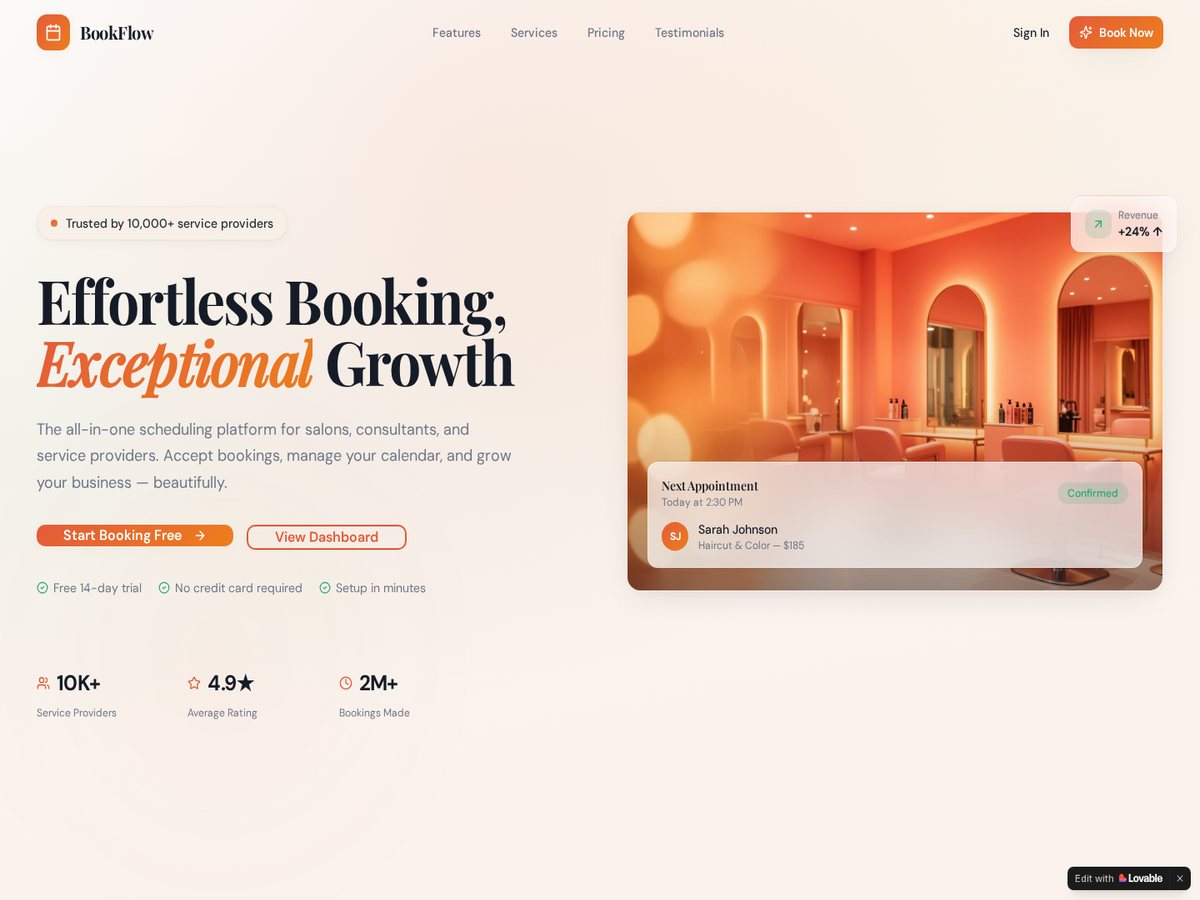 BookFlow live website preview