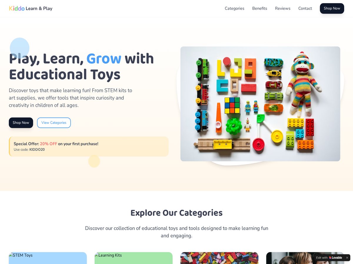 KiddoLearn & Play live website preview