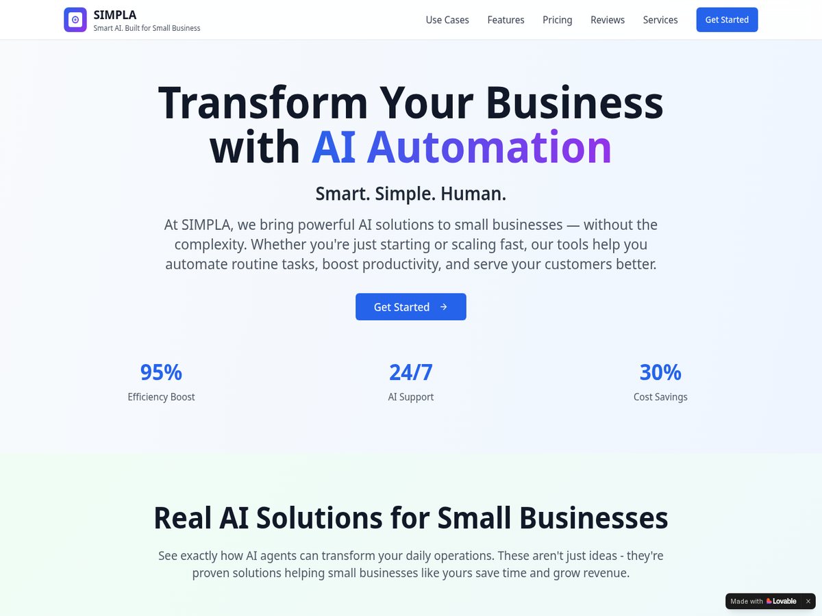 SIMPLA live website preview