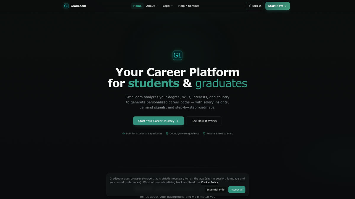 GradLoom live website preview